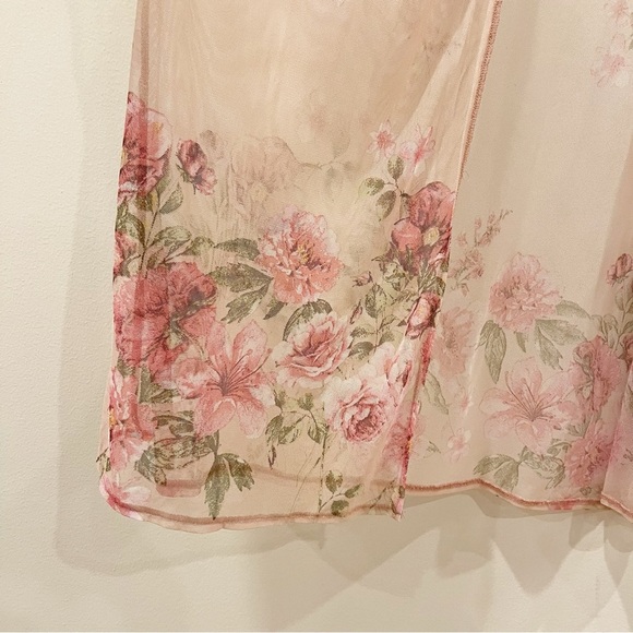 Myesper Kimono Womens Large Pink Sheer Mesh Floral Boho Fairy Feminine Romance - Picture 4 of 11